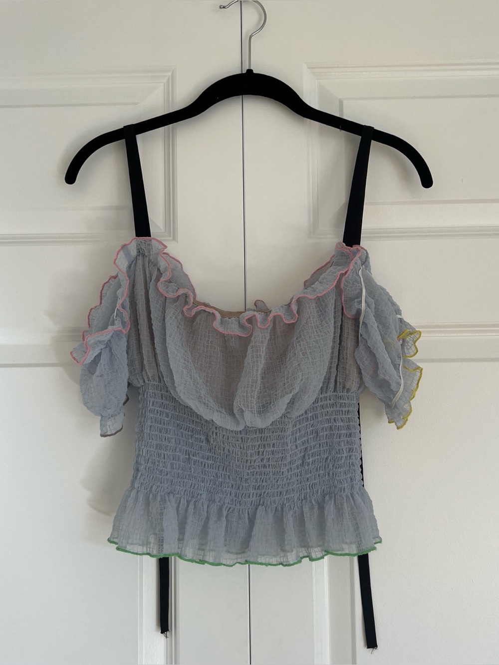 Sandy Liang Ibiza Top in Dusty Blue